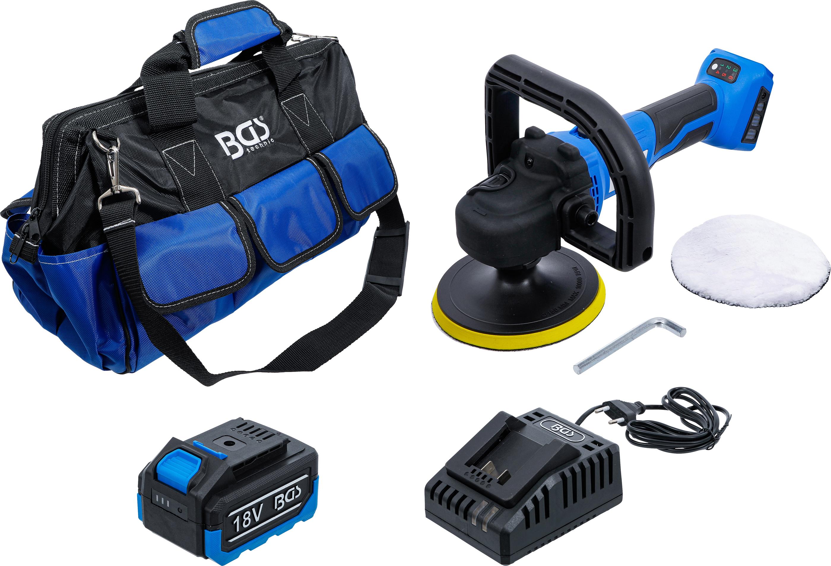 Akku-Polier- und Schleifmaschinen-Satz | bürstenlos | 18 V | mit Akku und Schnell-Ladegerät BGS7395