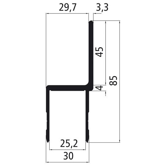 Alu 25er Einfassung m. gekröpfter Fahne, pressblank 535621084 Suer