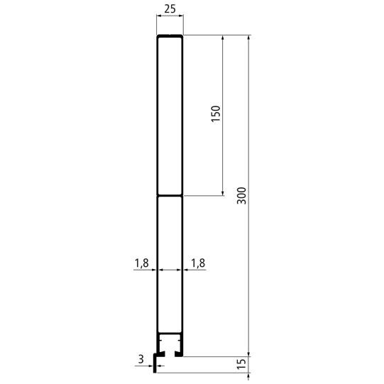 Alu 25er einteilig, 300er Bordwand m. Fahne, pressblank 535621301 Suer