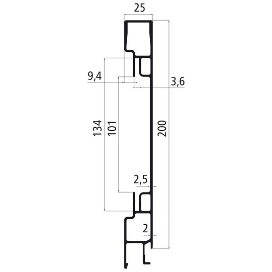 Alu 25er SL, 200er Oberteil f. Ankerschiene, epoxidgrundiert 534621303 Suer