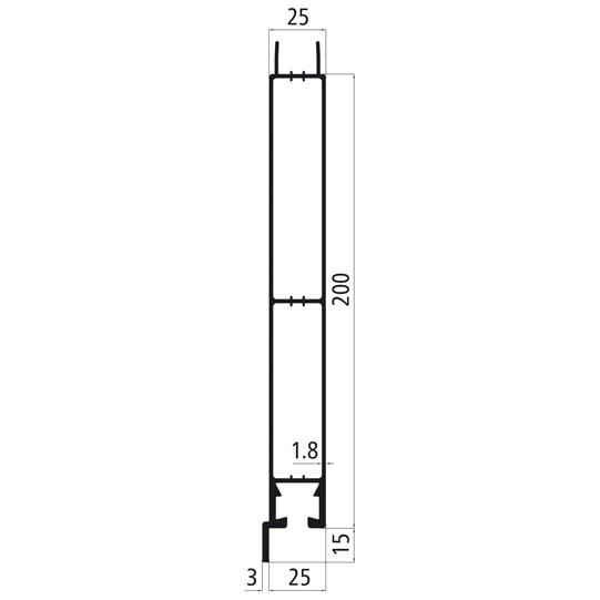 Alu 25er Steck, 200er Unterteil m. Fahne, epoxidgrundiert 534621150 Suer