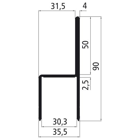 Alu 30er Einfassung m. Fahne, pressblank 535611048 Suer