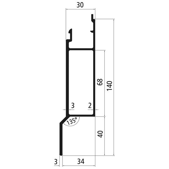 Alu 30er SL, 100er Unterteil m. gekr. Fahne, epoxidgrundiert 534611101 Suer