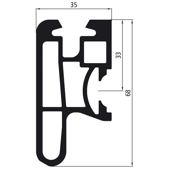 Alu Kombi-Rammschutz m. Airlinekanal, o. Fräsung, eloxiert 537644006 Suer