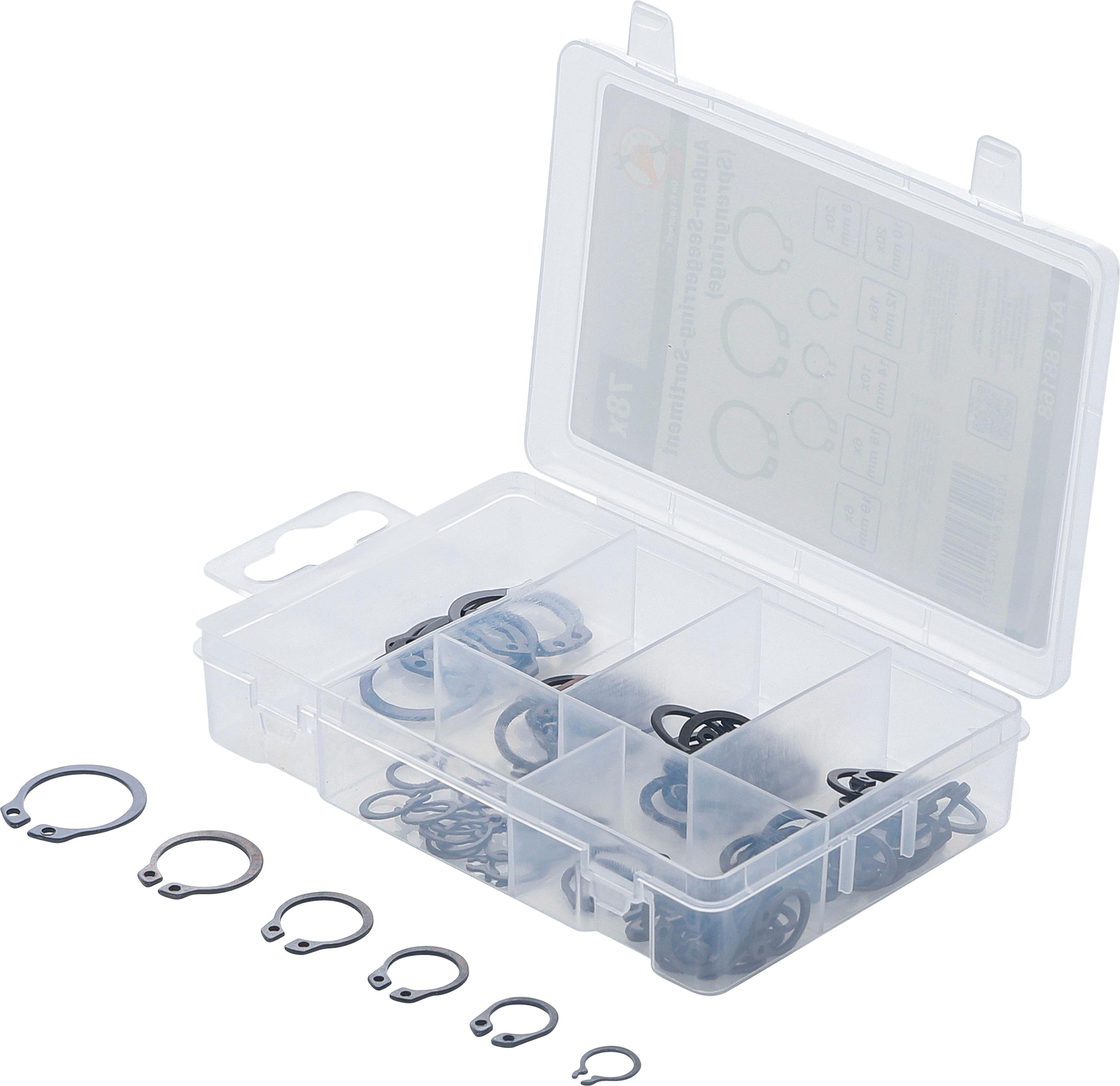 Außen-Seegerring-Sortiment (Sprengringe) | Ø 8 - 19 mm | 78-tlg. BGS88168