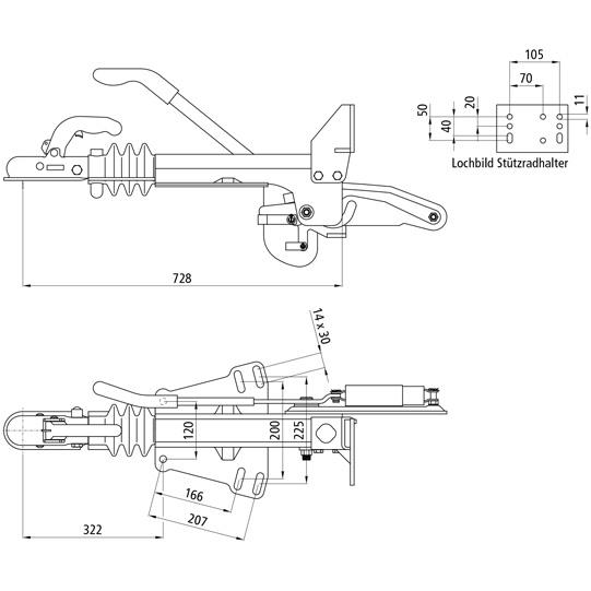 Auflaufeinrichtung für gebremste Anhänger KFG 35-D, V-Deichsel 120318302 Suer