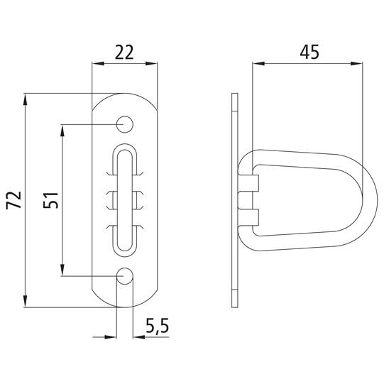 Bügelkrampe 45 mm, klappbar, verzinkt, zollzulässig 320131509 Suer