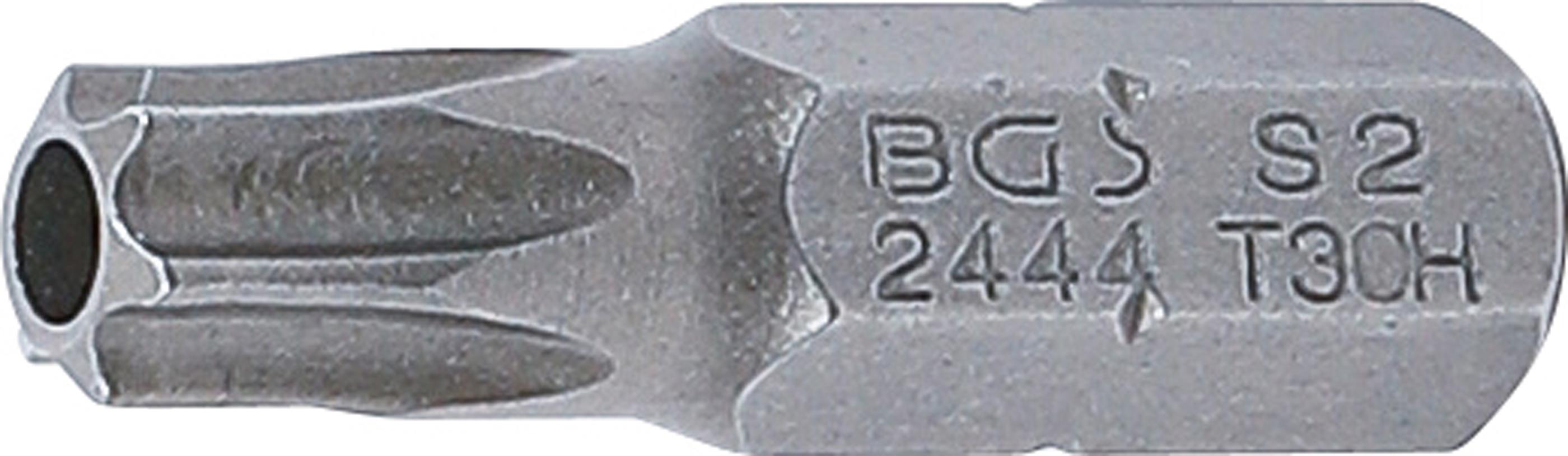 Bit | Länge 25 mm | Antrieb Außensechskant 6,3 mm (1/4") | T-Profil (für Torx) mit Bohrung T30 BGS2444