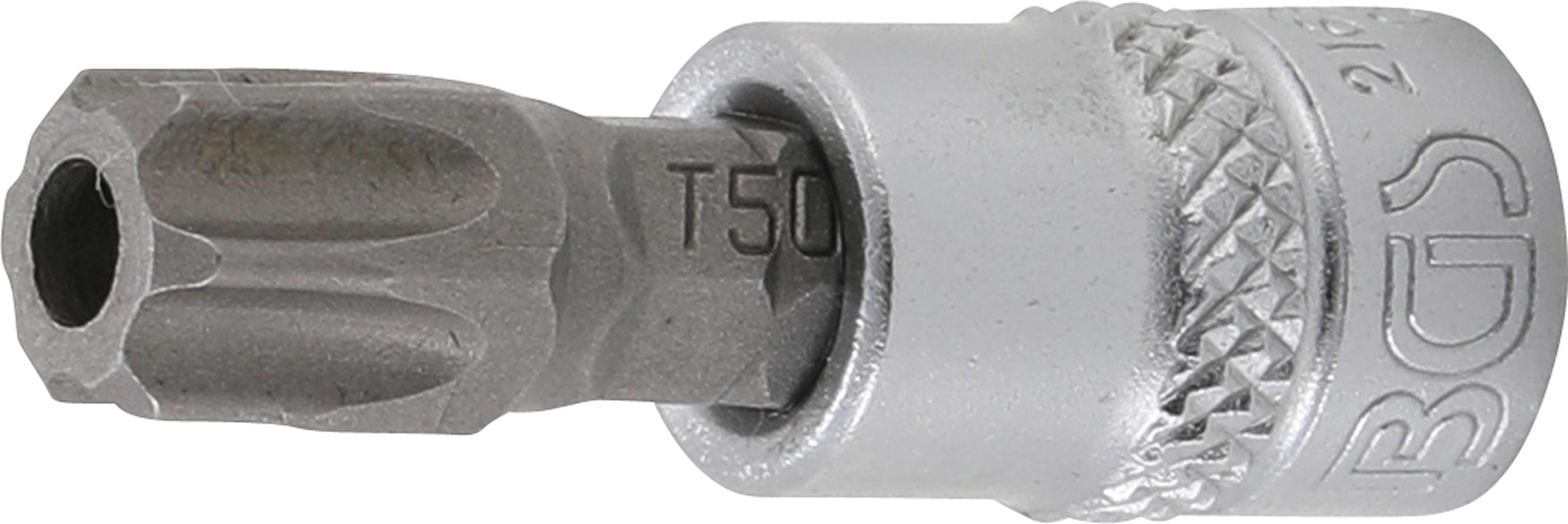 Bit-Einsatz | Antrieb Innenvierkant 6,3 mm (1/4") | T-Profil (für Torx) mit Bohrung T50 BGS2165-T50