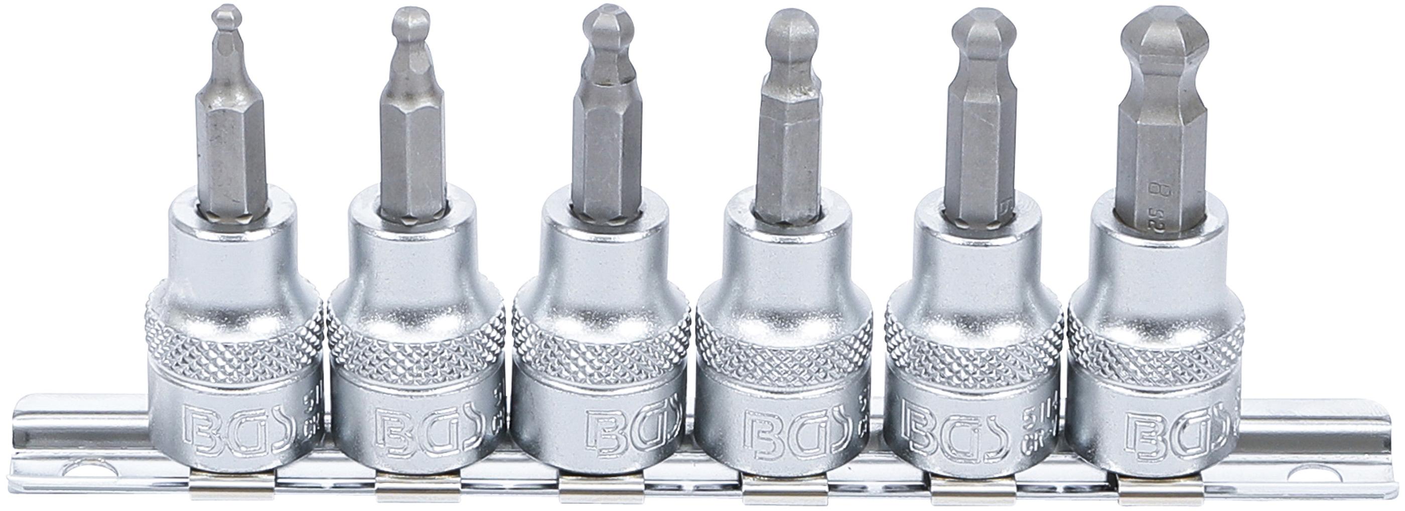 Bit-Einsatz-Satz | Antrieb Innenvierkant 10 mm (3/8") | Innensechskant mit Kugelkopf 3 - 8 mm | 6-tlg. BGS5109