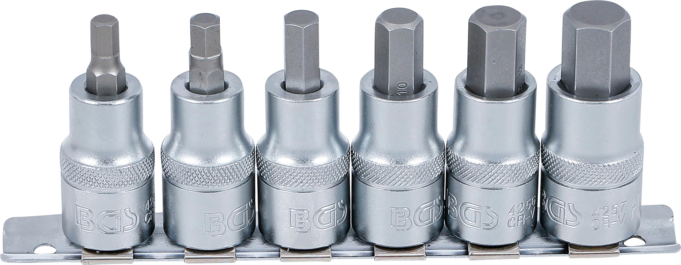 Bit-Einsatz-Satz | Antrieb Innenvierkant 12,5 mm (1/2") | Innensechskant 6 - 14 mm | 6-tlg. BGS8887