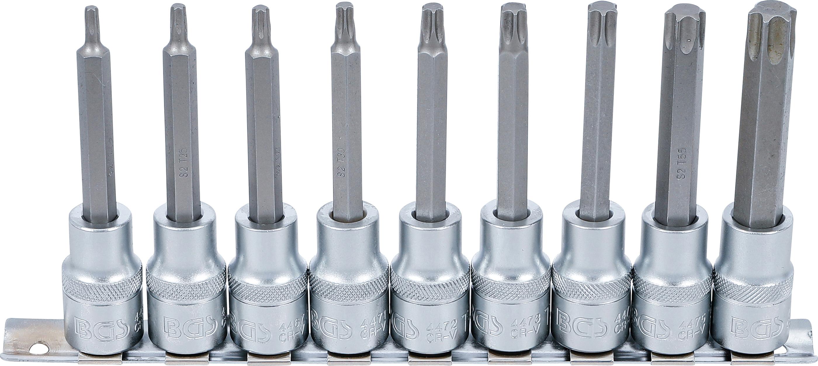 Bit-Einsatz-Satz | Antrieb Innenvierkant 12,5 mm (1/2") | T-Profil (für Torx) | 9-tlg. BGS5177