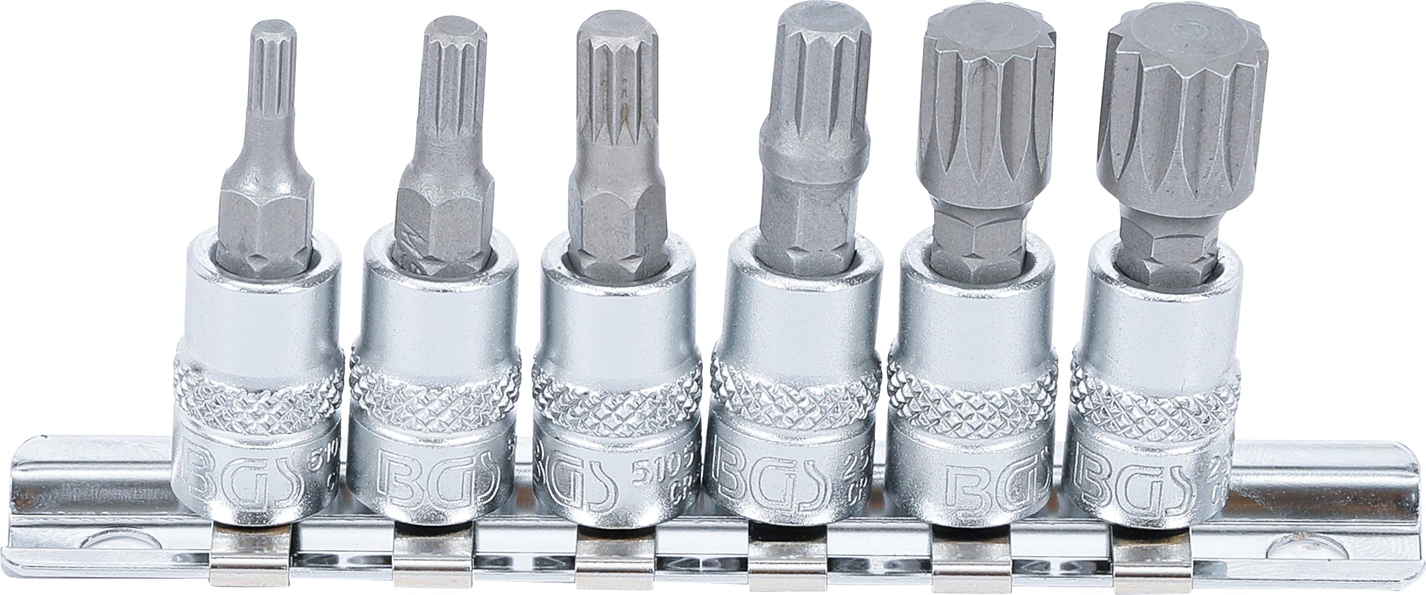 Bit-Einsatz-Satz | Antrieb Innenvierkant 6,3 mm (1/4") | Innenvielzahn (für XZN) M4 - M12 | 6-tlg. BGS2162