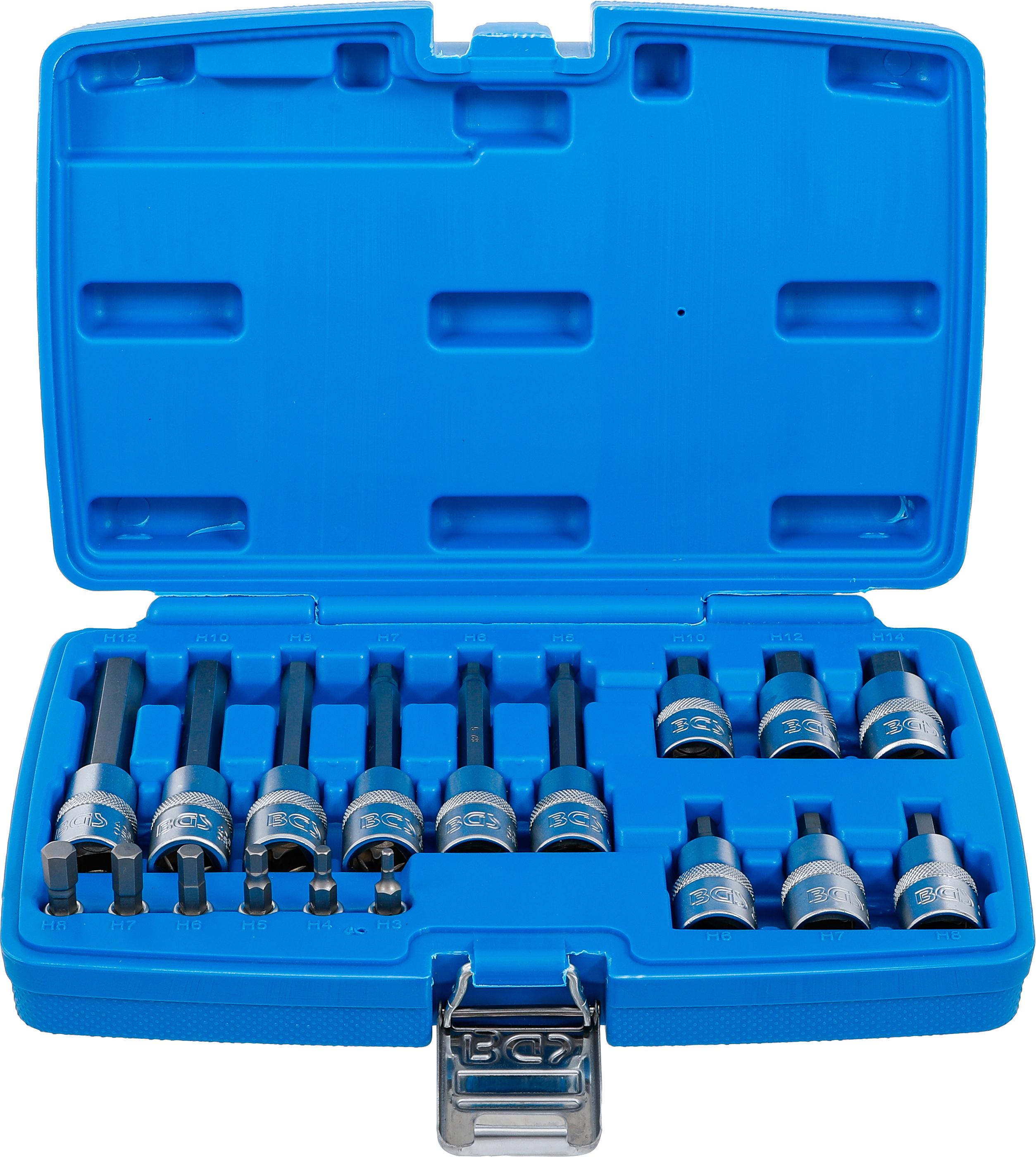 Bit-Einsatz-Satz | Antrieb Innenvierkant 6,3 mm (1/4") / 12,5 mm (1/2") | Innensechskant | 18-tlg. BGS5171