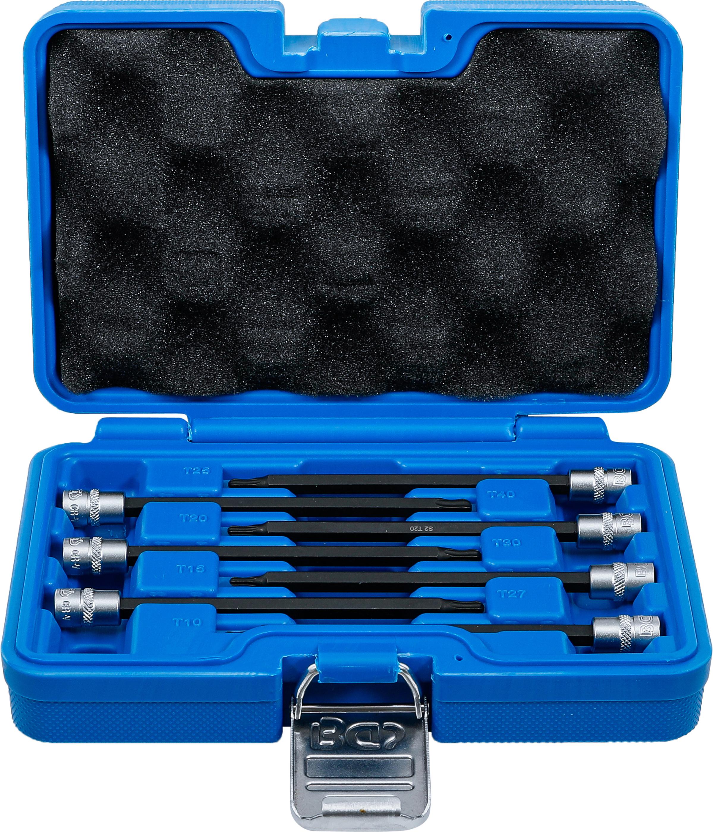 Bit-Einsatz-Sortiment | Antrieb Innenvierkant 6,3 mm (1/4") | T-Profil (für Torx) mit Kugelkopf T10 - T40 | 7-tlg. BGS8618