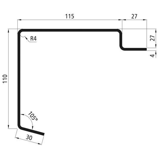 Bodenrahmenprofil,S235JRG2,gesandstr./grund.,7300mm,110x27x4mm 373561366 Suer