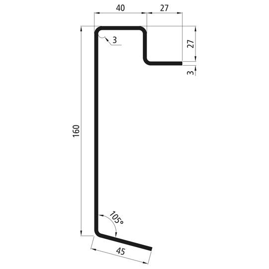 Bodenrahmenprofil Pritsche, S235JRG2, roh, 6300 mm, 160x27x3 mm 372561234 Suer