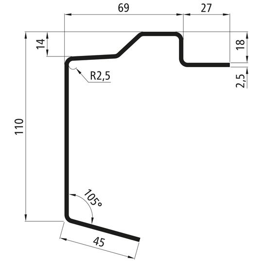 Bodenrahmenprofil Pritsche,S355MC,grundiert,7300mm,110x18x2,5mm 373561440 Suer