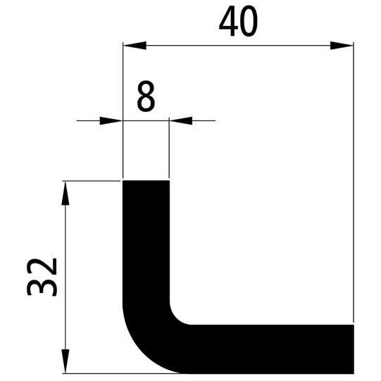 Bordwandendleiste/Winkelstahl, 40x32x8 mm, 400 mm lang 365711312 Suer