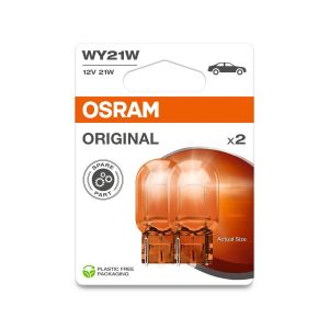 2 OSRAM ORIGINAL Lampen mit Glasquetschsockeln WY21W