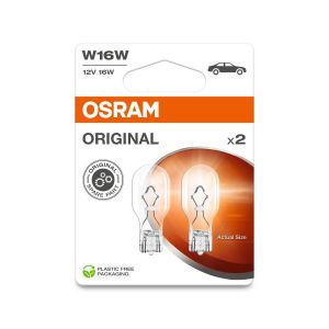 2 OSRAM ORIGINAL LINE Lampen mit Glasquetschsockeln W16W 310lm 921-2BL