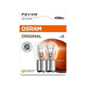 2 OSRAM ORIGINAL LINE P21/4W Signallampen mit Metallsockel 12V