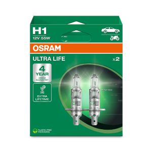2 OSRAM ULTRA LIFE H1 Halogen-Scheinwerferlampen 1550lm 12V