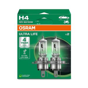 2 OSRAM ULTRA LIFE H4 Halogen-Scheinwerferlampen 12V