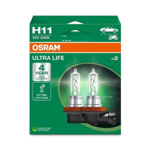 2 OSRAM ULTRA LIFE Halogen-Scheinwerferlampen H11 12V 62W 1350lm 64211ULT-2HB