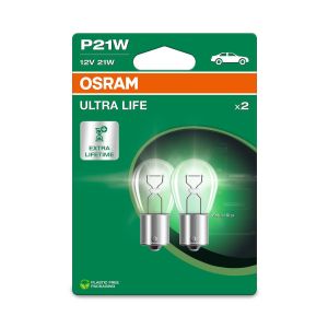 2 OSRAM ULTRA LIFE Halogen-Scheinwerferlampen P21W 12V 21W 460lm 7506ULT-2BL