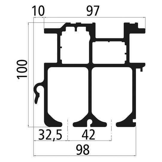 Curtain-Sider-Profil 10050, Länge 9500 mm, Bauhöhe 100 mm 660100514 Suer