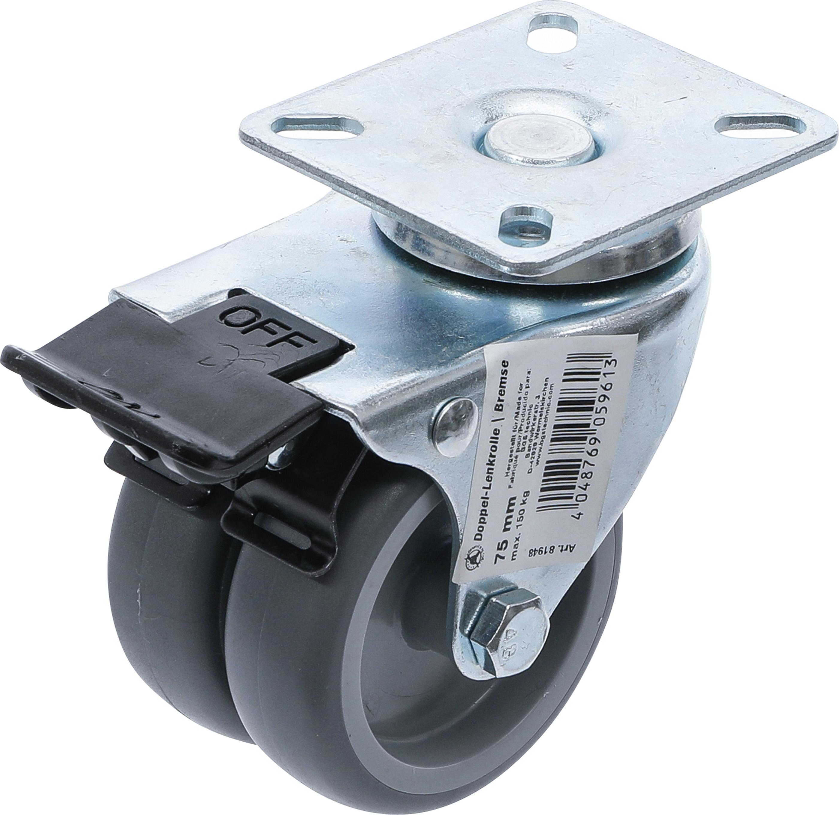 Doppel-Lenkrolle | mit Bremse | Ø 75 mm BGS81948