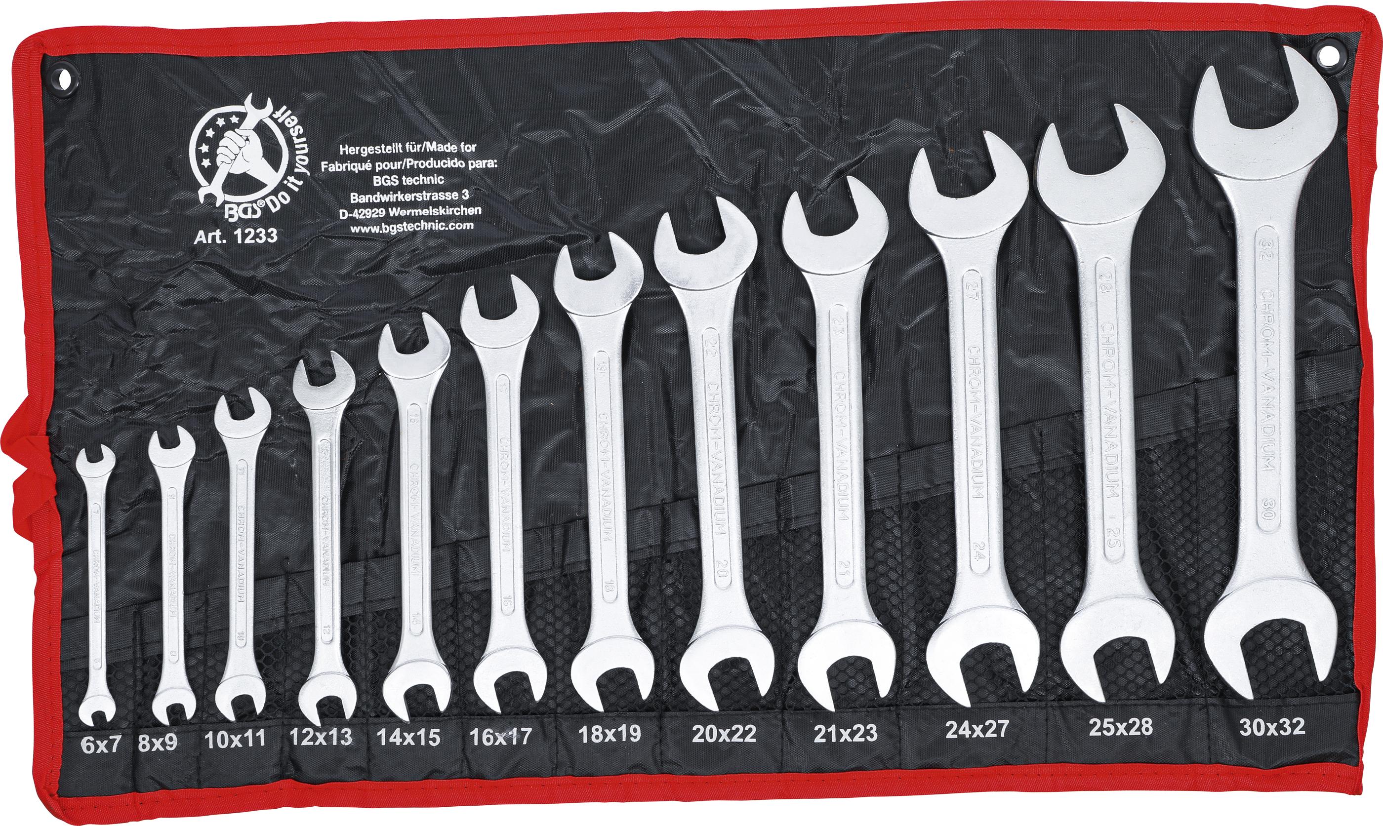 Doppel-Maulschlüssel-Satz | SW 6 x 7 - 30 x 32 mm | 12-tlg. BGS1233