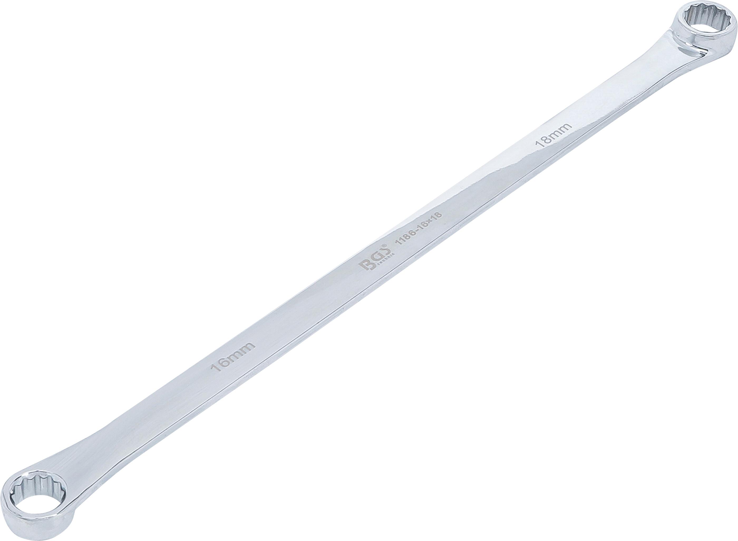 Doppel-Ringschlüssel | extra lang | SW 16 x 18 mm BGS1186-16x18