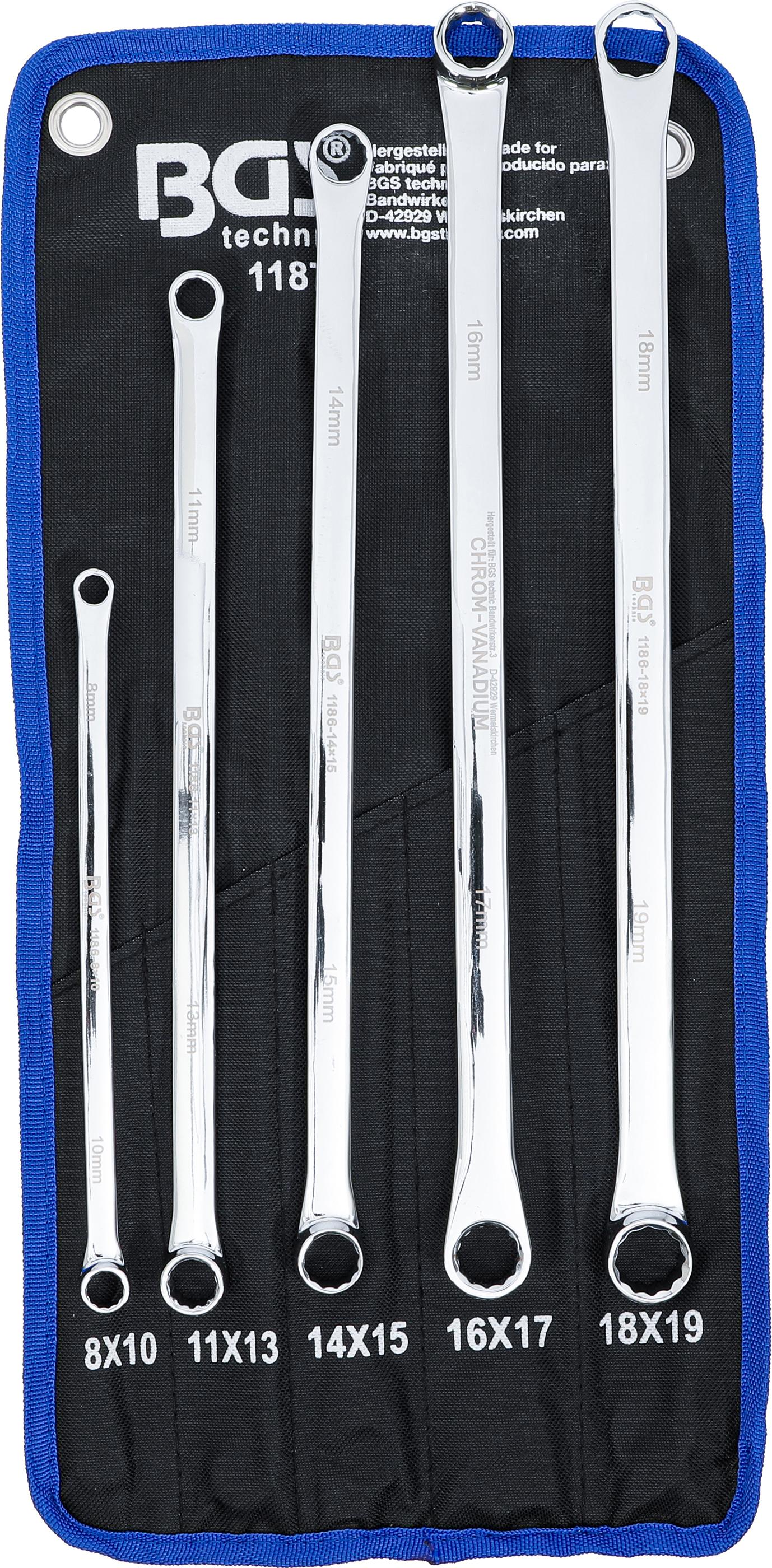 Doppel-Ringschlüssel-Satz | extra lang | SW 8 - 19 mm | 5-tlg. BGS1187