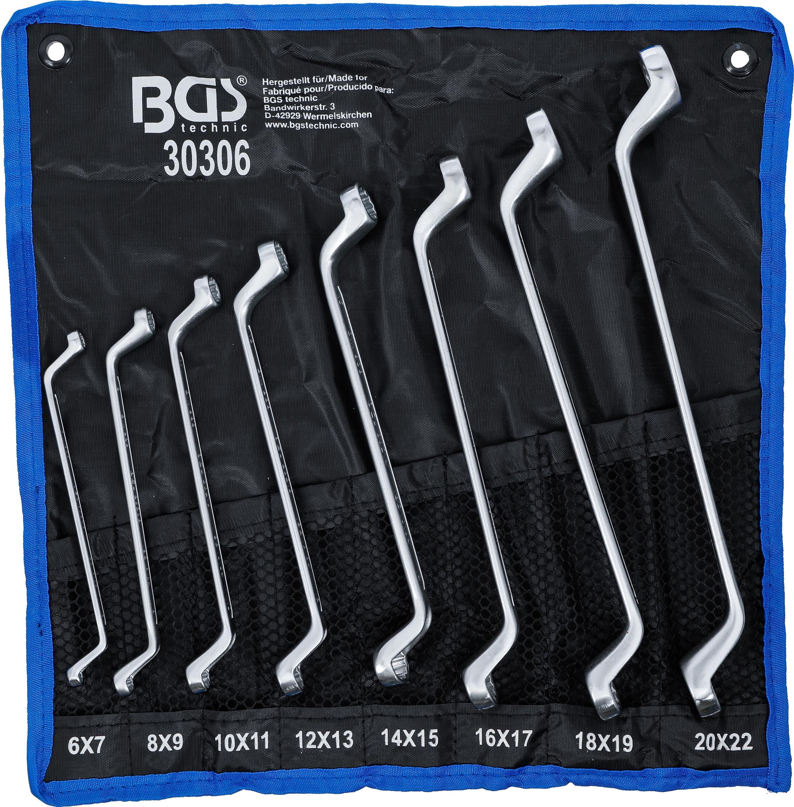 Doppel-Ringschlüssel-Satz | tief gekröpft | SW 6 x 7 - 20 x 22 mm | 8-tlg. BGS30306