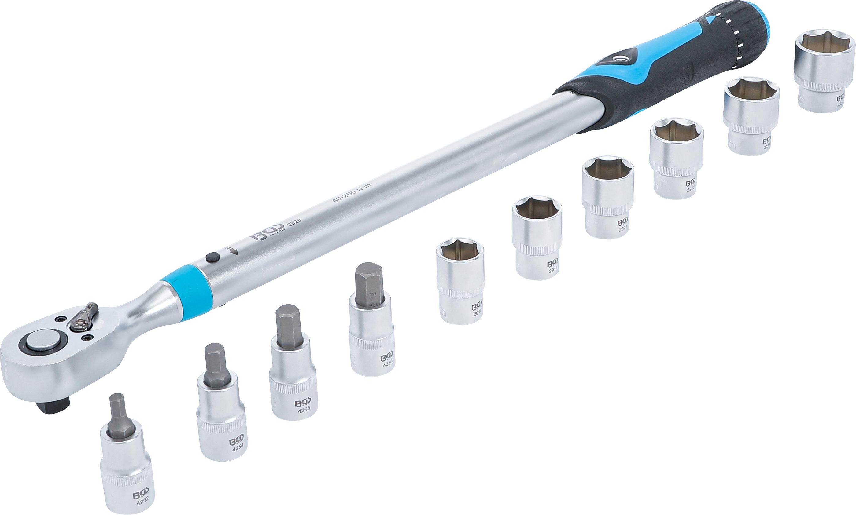 Drehmomentschlüssel-Satz | Abtrieb Innenvierkant 12,5 mm (1/2") | 40 - 200 Nm | 11-tlg. BGS2865
