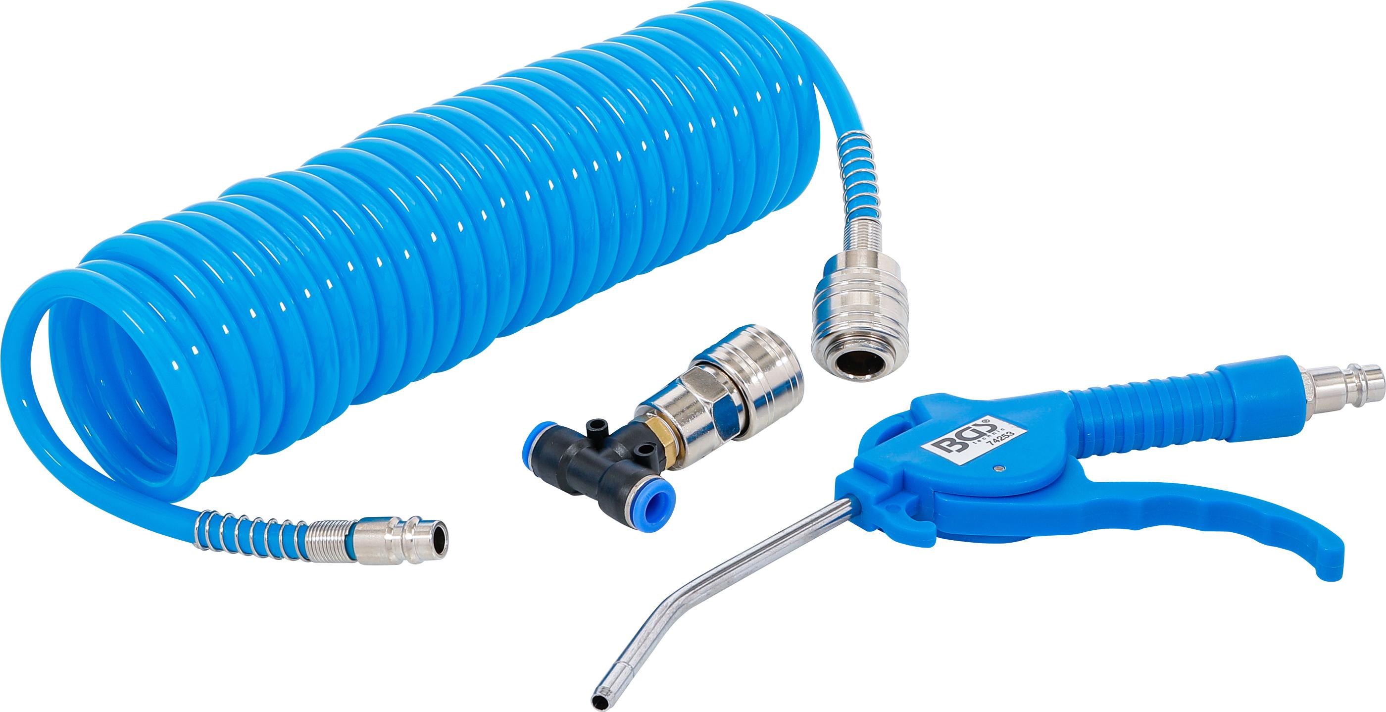 Druckluft-Ausblaspistole | mit Druckluft-Spiralschlauch und T-Verbinder BGS74253