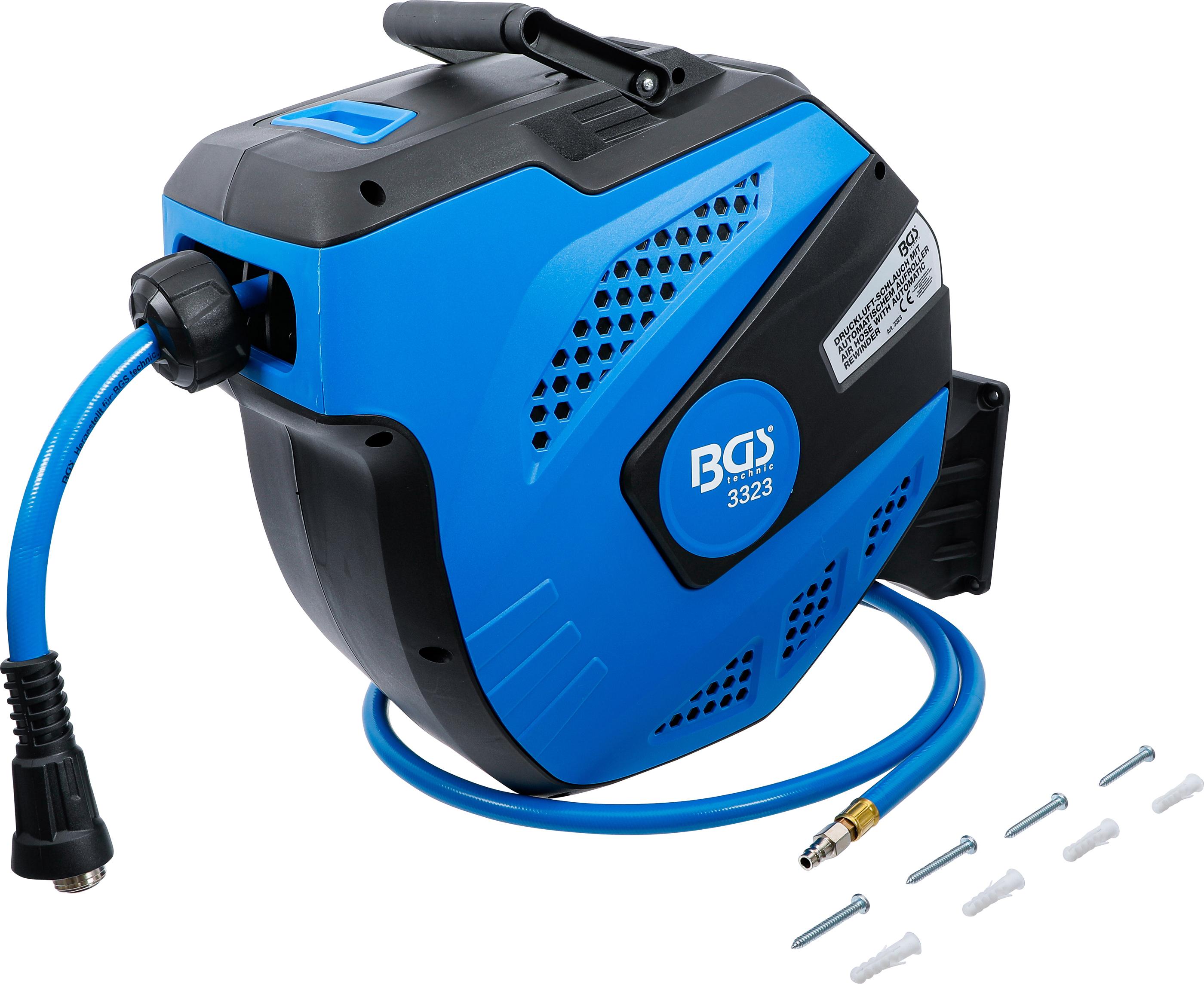 Druckluftschlauch mit Aufroller | automatisch | 12 m + 2 m BGS3323