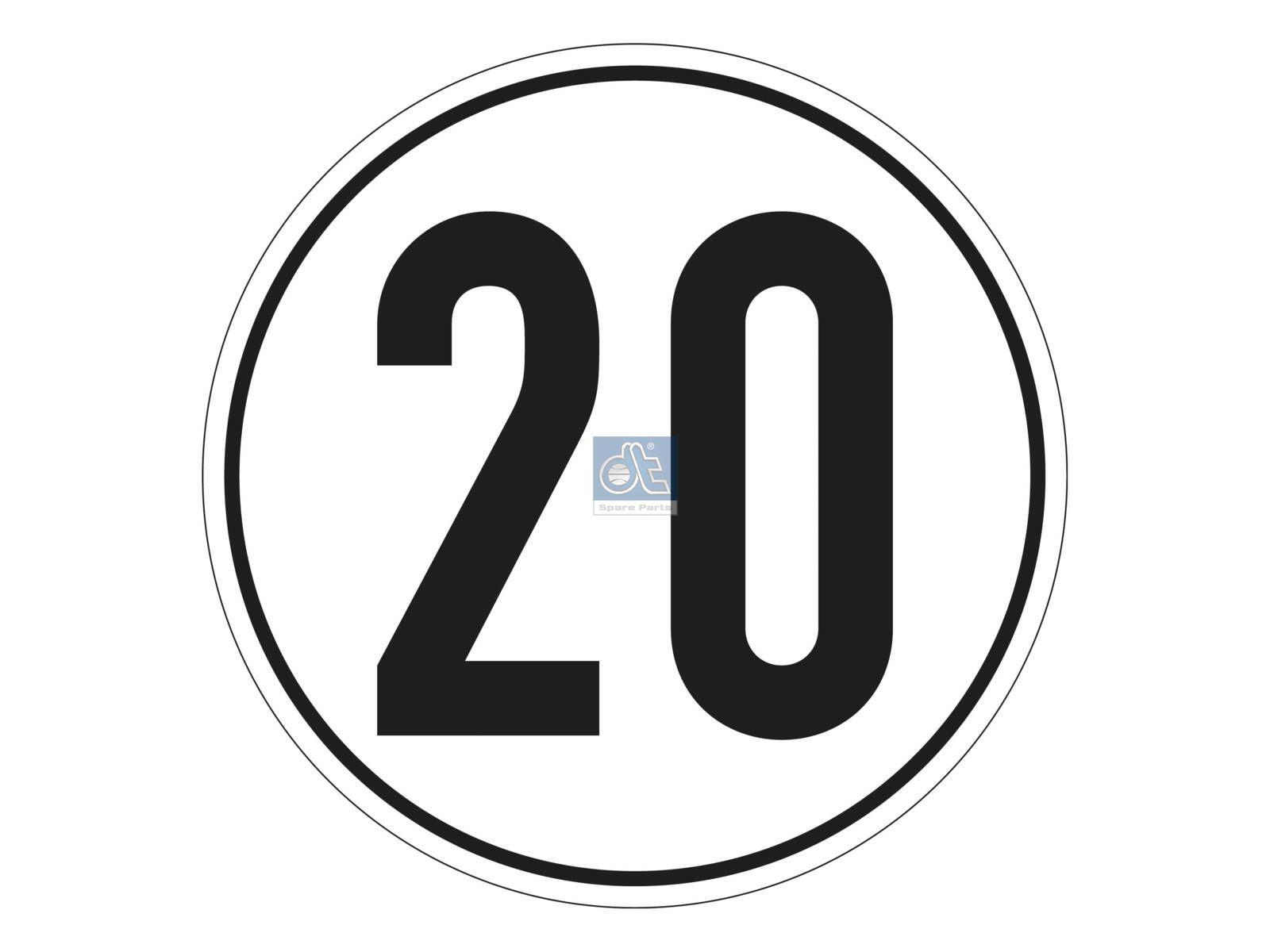 DT Spare Parts 9.69431 Geschwindigkeitsschild, selbstklebend, D: 200 mm, 20 km/h passend für Multimarken