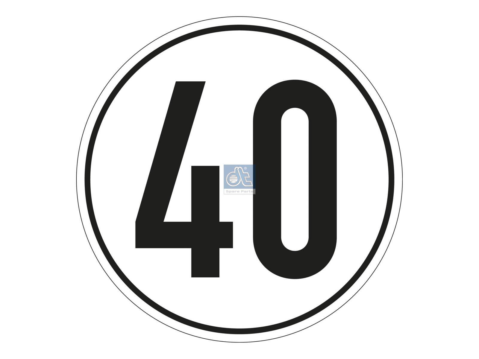 DT Spare Parts 9.69433 Geschwindigkeitsschild, selbstklebend, D: 200 mm, 40 km/h passend für Multimarken