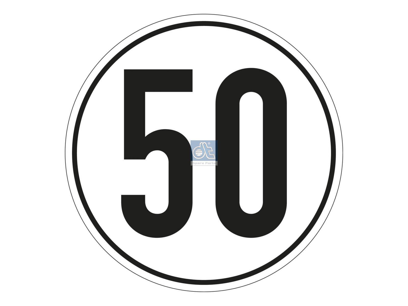 DT Spare Parts 9.69434 Geschwindigkeitsschild, selbstklebend, D: 200 mm, 50 km/h passend für Multimarken