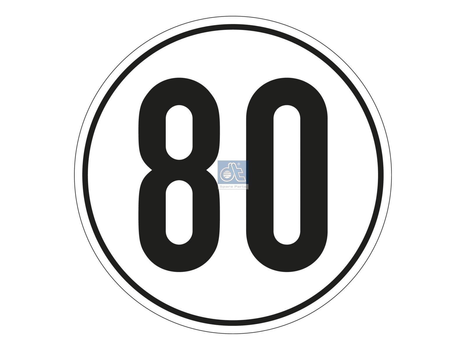 DT Spare Parts 9.69436 Geschwindigkeitsschild, selbstklebend, D: 200 mm, 80 km/h passend für Multimarken