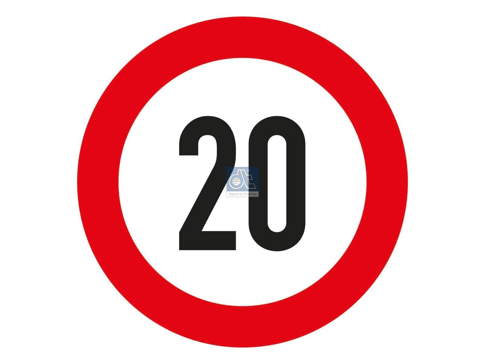 DT Spare Parts 9.69438 Geschwindigkeitsschild, selbstklebend, D: 200 mm, 20 km/h passend für Multimarken