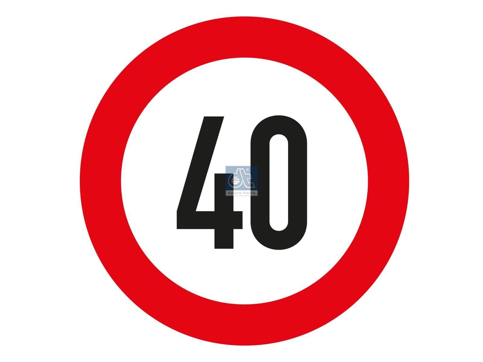 DT Spare Parts 9.69441 Geschwindigkeitsschild, selbstklebend, D: 200 mm, 40 km/h passend für Multimarken