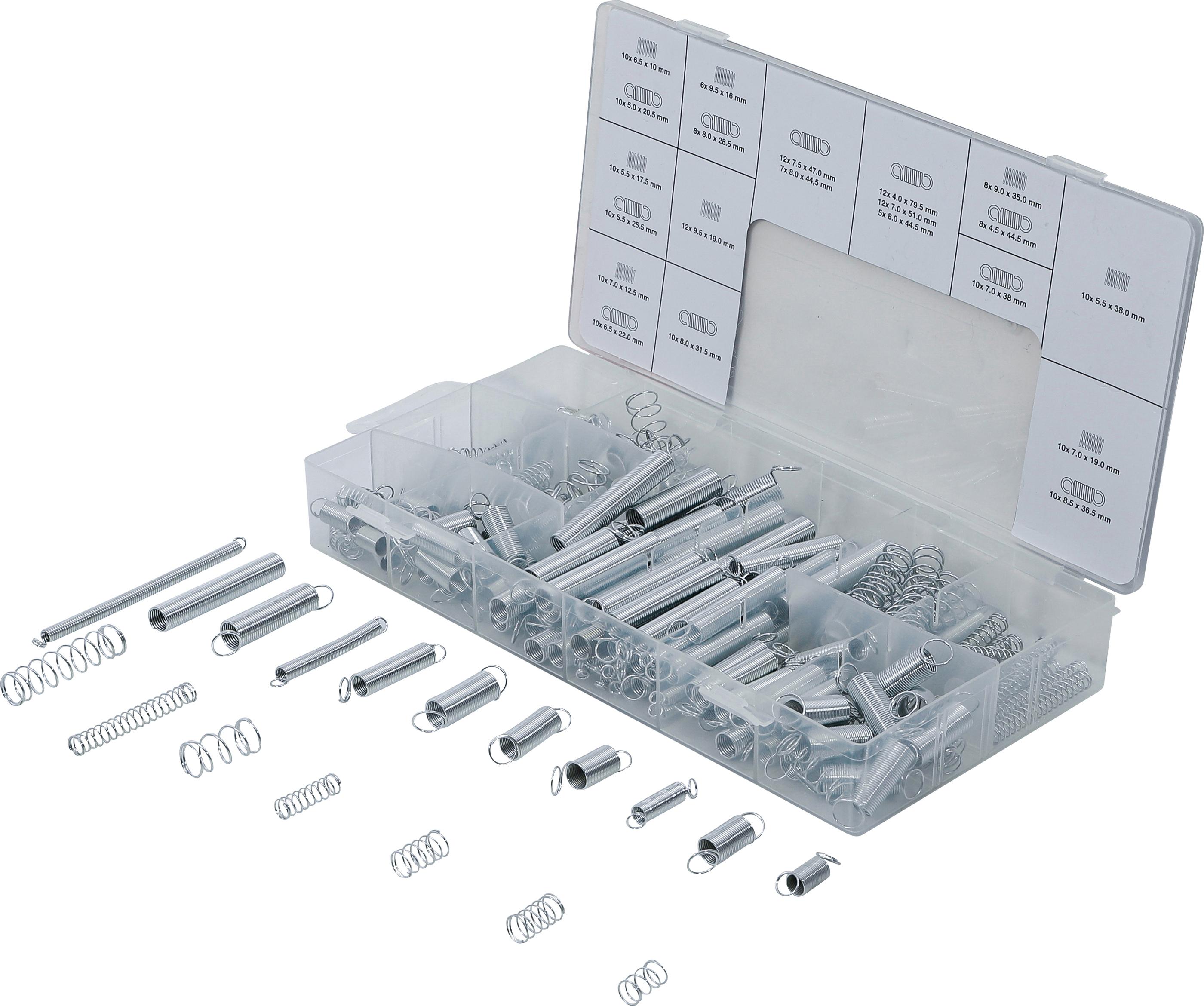 Federn-Sortiment | Zug- und Druckfedern | 200-tlg. BGS8047