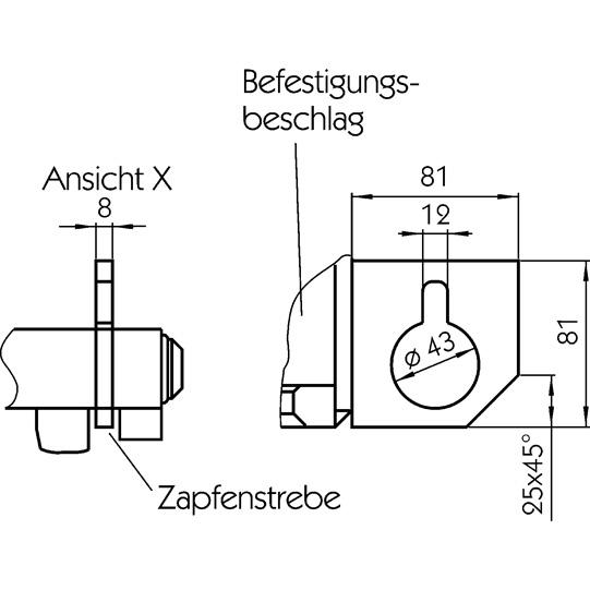 Gegenlager GS 7001 640.001.065 für Zapfenstrebe 107511298 Suer