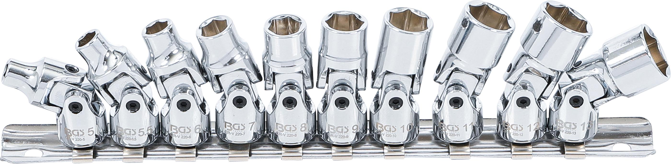 Gelenk-Steckschlüssel-Satz | Antrieb Innenvierkant 6,3 mm (1/4") | SW 5 - 13 mm | 10-tlg. BGS220