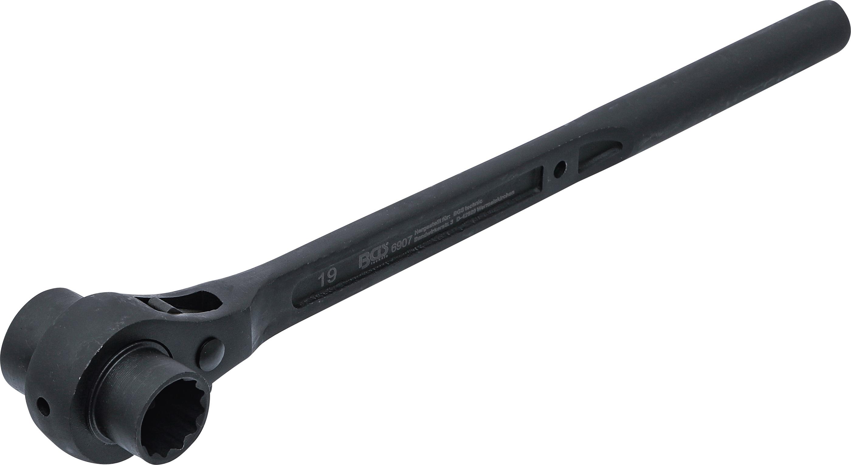 Gerüstbauer-Knarre | runder Schaft | SW 19 x 22 mm BGS6907