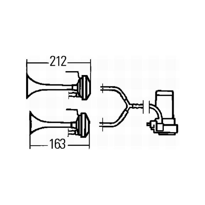 HELLA 3PB 003 001-661 Fanfare - 24V - 118dB(A) - Fanfare Zweiklang